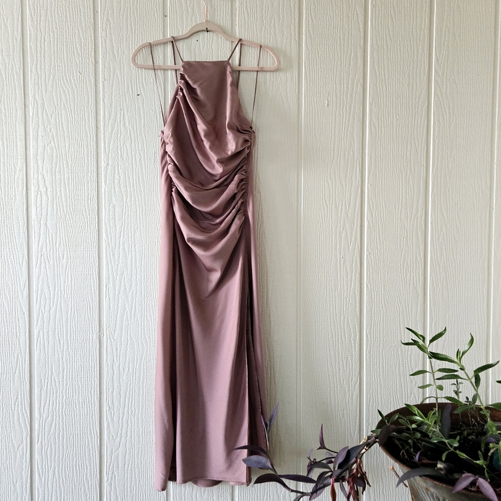 Astr Pink Sheath Maxi Dress with Halter Neckline - Picture 4 of 12